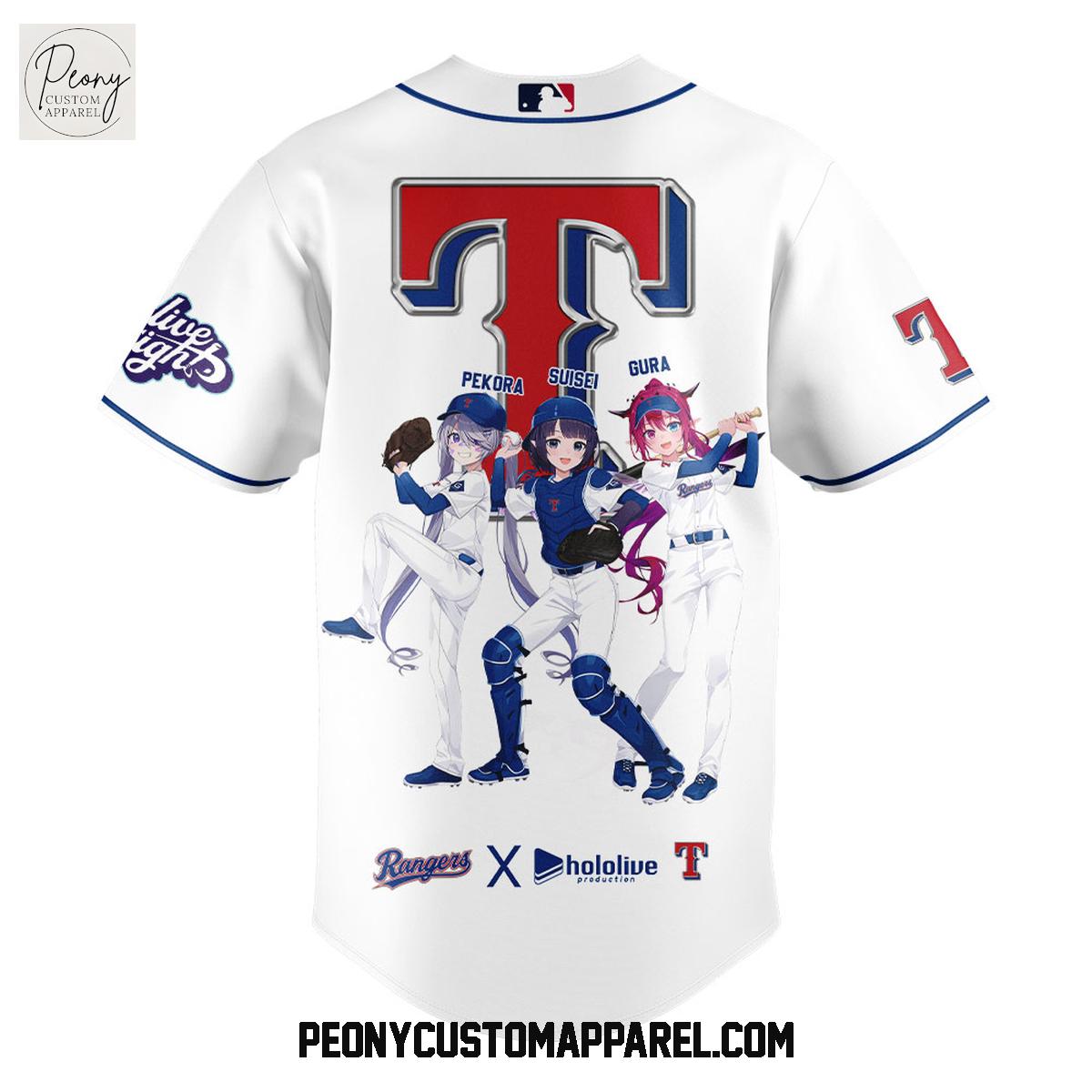 Texas Rangers Hololive Night Collab Baseball Jersey Texas Rangers Hololive Night Collab Baseball Jersey