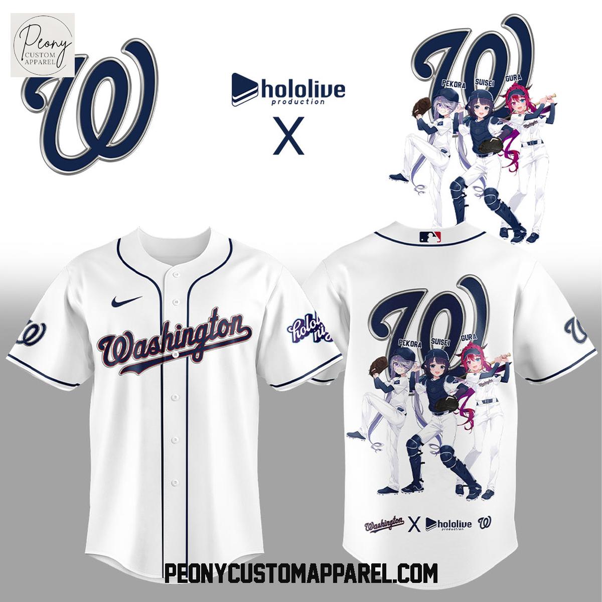 Washington Nationals Hololive Night Collab Baseball Jersey Washington Nationals Hololive Night Collab Baseball Jersey