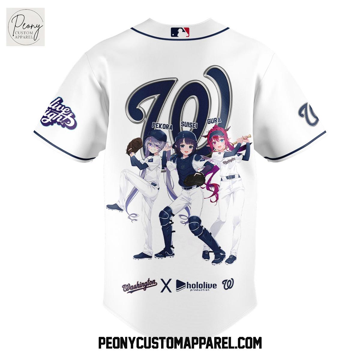 Washington Nationals Hololive Night Collab Baseball Jersey Washington Nationals Hololive Night Collab Baseball Jersey