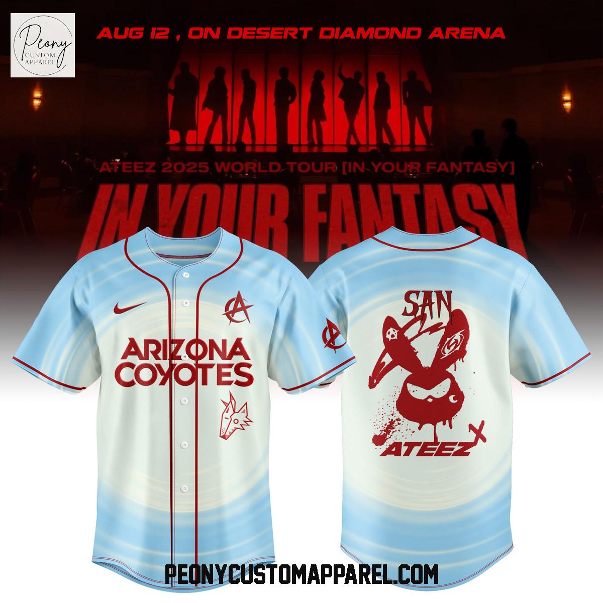 Arizona Coyotes x Ateez 2025 World Tour In Your Fantasy Baseball Jersey Arizona Coyotes x Ateez 2025 World Tour In Your Fantasy Baseball Jersey