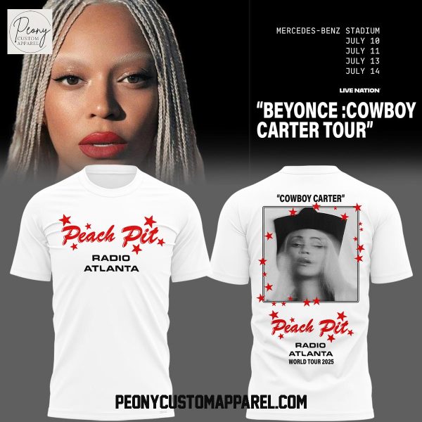 Beyonce Cowboy Carter Peach Pit Radio Atlanta Tour 2025 White Hoodie Shirt