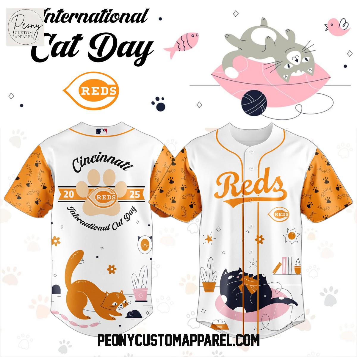 Cincinnati Reds x International Cat Day 2025 Baseball Jersey Cincinnati Reds x International Cat Day 2025 Baseball Jersey