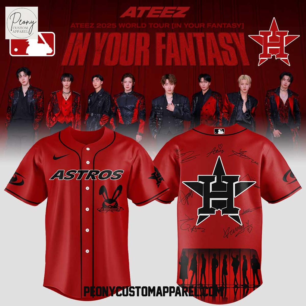 Houston Astros x Ateez In Your Fantasy World Tour Baseball Jersey Houston Astros x Ateez In Your Fantasy World Tour Baseball Jersey