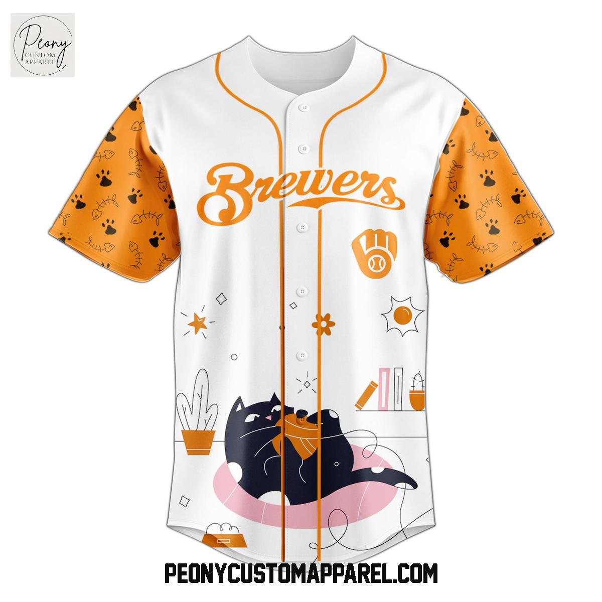 Milwaukee Brewers x International Cat Day 2025 Baseball Jersey Milwaukee Brewers x International Cat Day 2025 Baseball Jersey